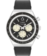 Q Timex Chronograph 40mm Leather Strap Watch