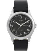 Waterbury Traditional Day Date 39mm black Leather Strap Watch